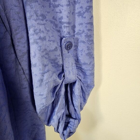 Exertek Jacket Womans Size 3X Baby Blue Burnout Cotton Blend Full Zip Roll Tab - Picture 6 of 11